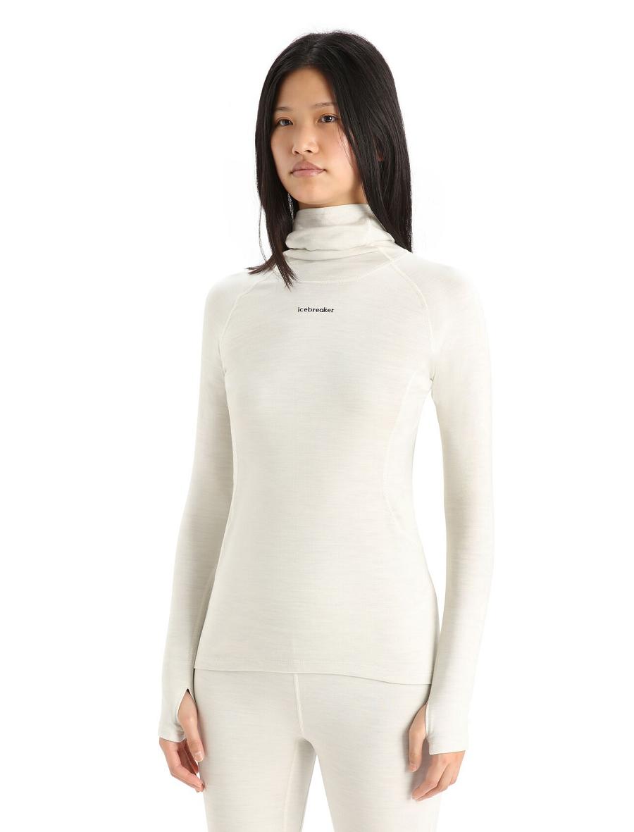 Base Layers Icebreaker MerinoFine™ Long Sleeve Roll Neck Damskie Białe | PL 1052RVDW